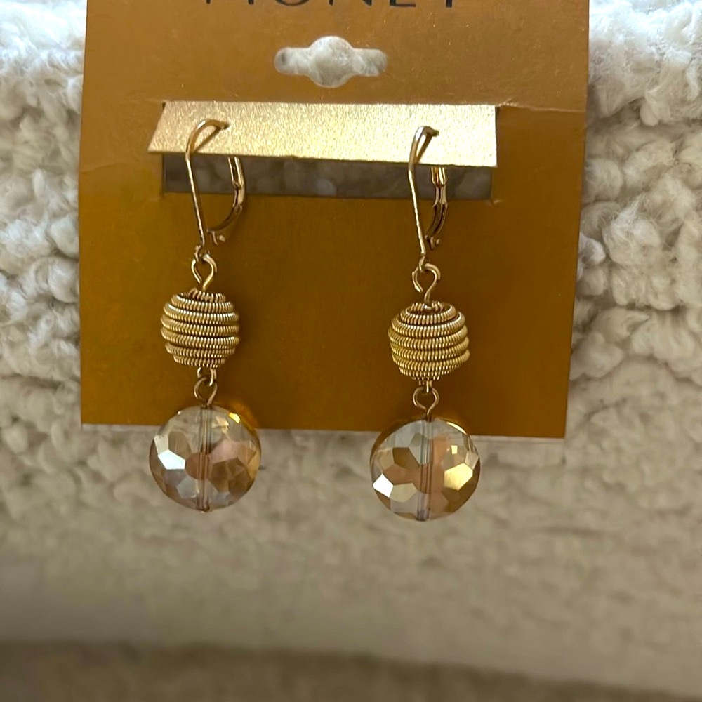 Monet Gold and Crystal Earrings